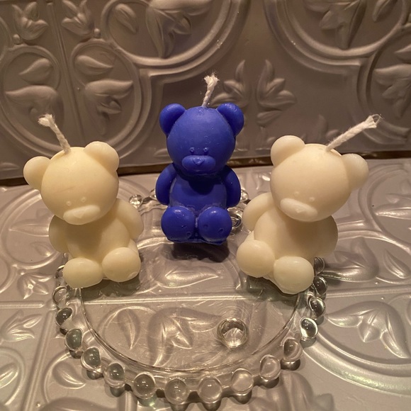 Set of 3 little Handmade Teddy Bear Shaped Birthday Candle never used brand new - Picture 1 of 3